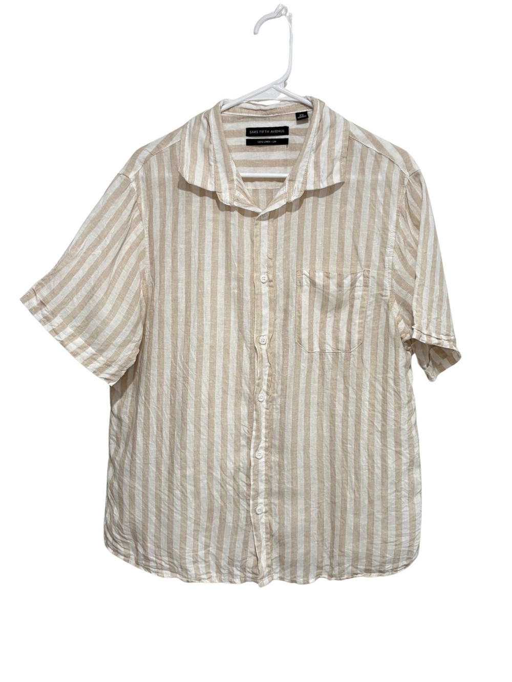 Saks Fifth Avenue Men’s Short Sleeve Linen Blend Shirt Size L